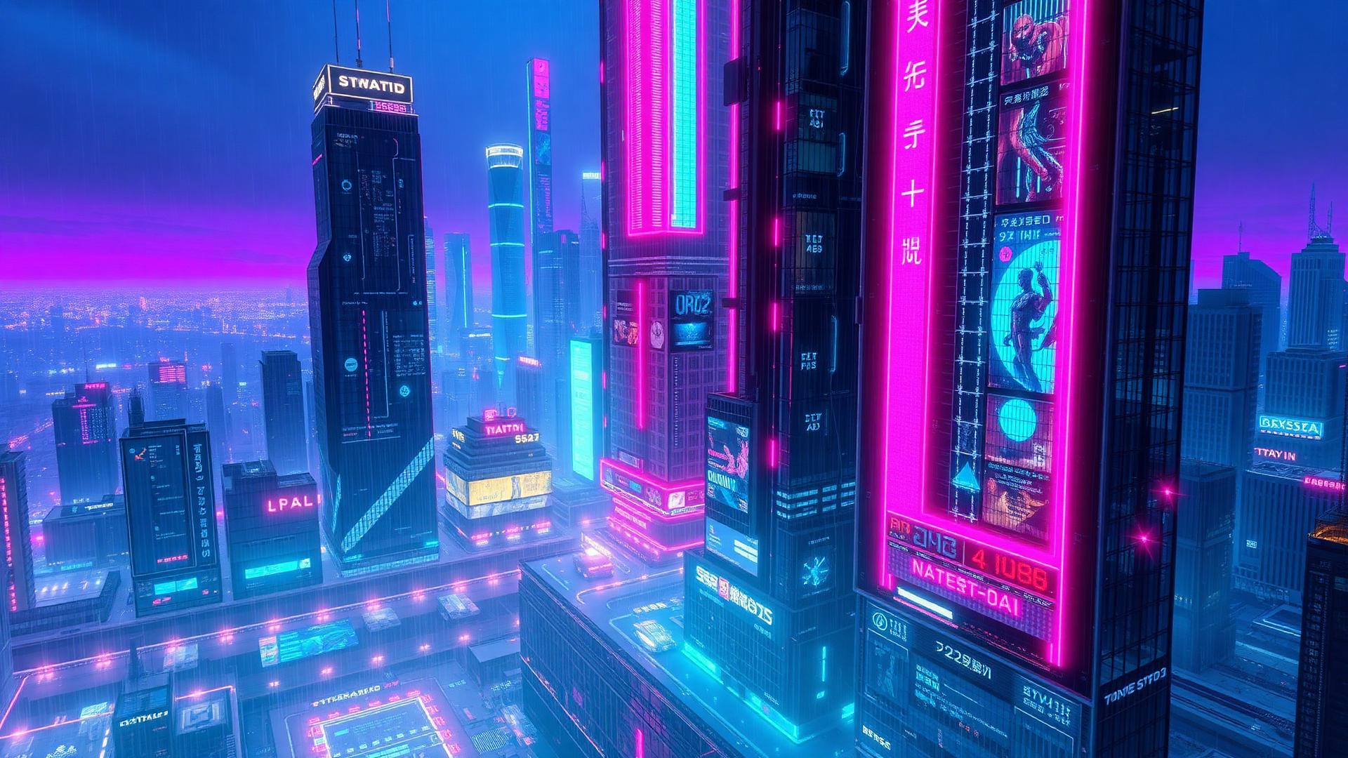 Neon Tokyo-night governance command center